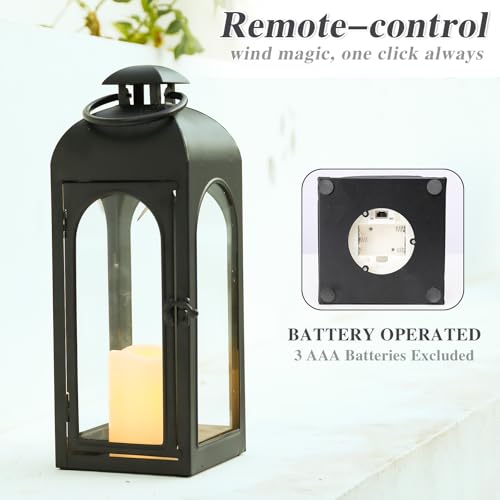 Decorative Outdoor Lantern Candle (Black Lantern Remote Control / 16 Inch)