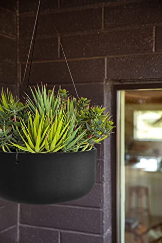 Mason Series Hanging Lima Bowl Planter (Black / 14 inch)