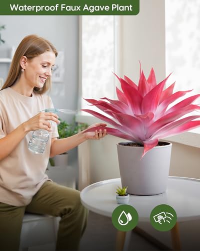 Artificial Agave Plant Set (Red White*2 / 28 Inches)