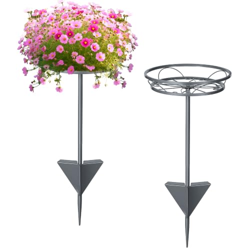 2 Pack Adjustable Outdoor Flower Pot Stand (Grey)