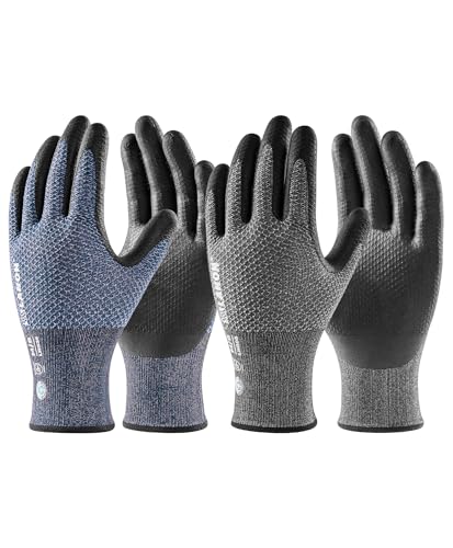 Gardening Gloves for Men Women (Dusty Olive & Bluebird (Nitrile) / Small)