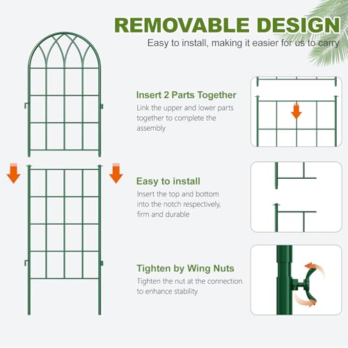 4 Pack Garden Trellis for Climbing Plants (59''H x 16''W/4 Pack / Green)
