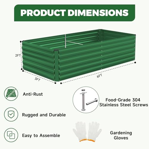 6x3x2ft Outdoor Metal Raised Garden Bed