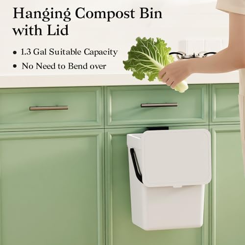 Small Trash Can with Lid (White / 5L-Slide)