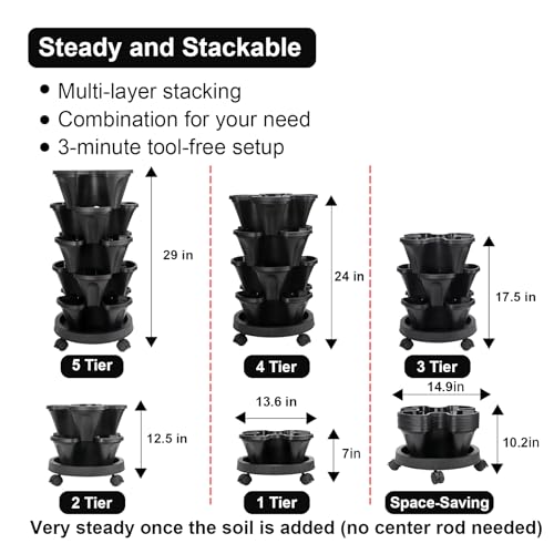 Vertical Planter Tower (Black / 5 Tier)