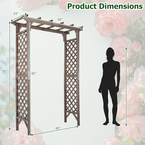85" Wooden Garden Arch Trellis (60"W x 85"H / Dark Brown)