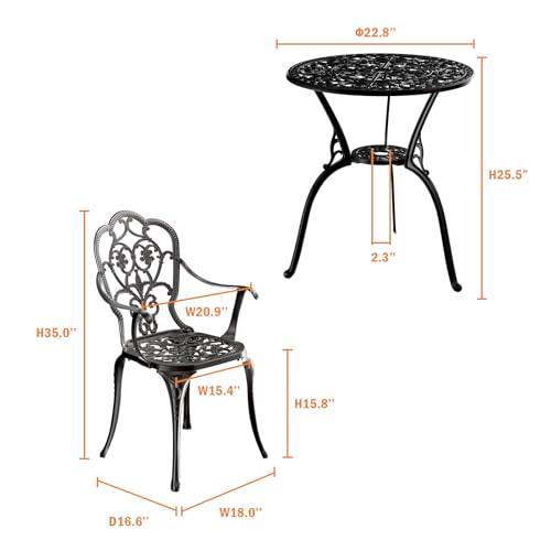Patio Bistro Set of 2 (Butterfly / Black)