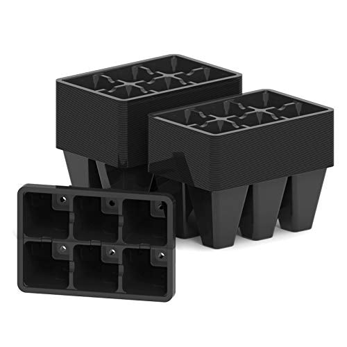 120 Pack 6 Cell Seed Starter Trays with Drainage Holes Black (120 Pcs / Black)