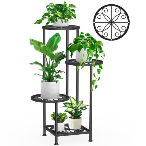 4 Tier Plant Stand Indoor Outdoor (Flower Black / 4 Tier)