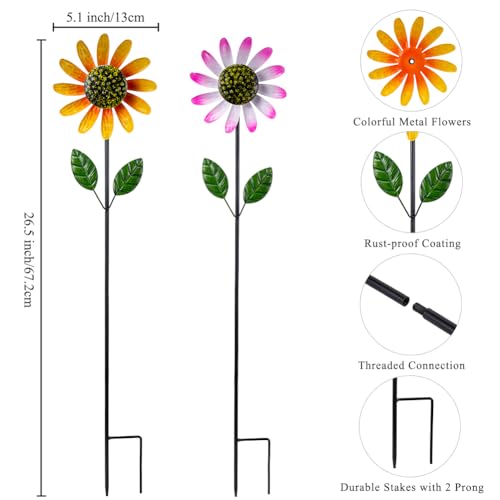 4 Packs Wind Spinner Outdoor (Metal Flowers-4Pack)