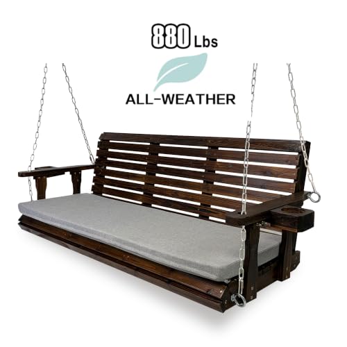 Wooden Porch Swing (Deep Brown / 5.5 FT Extra Large)