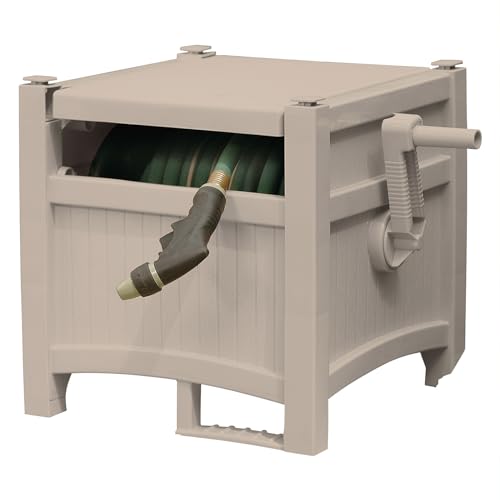 100' Garden Hose Reel Hideaway for 5 (100' (Light Taupe))