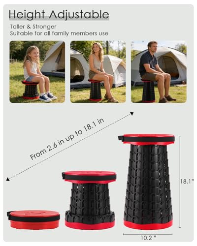 18 in Collapsible Stool with Cushion (Red)