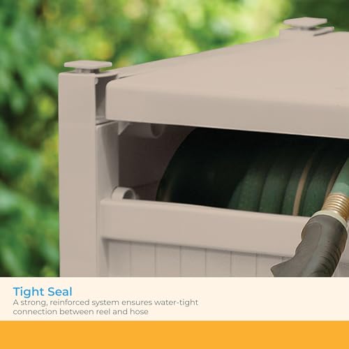 100' Garden Hose Reel Hideaway for 5 (100' (Light Taupe))