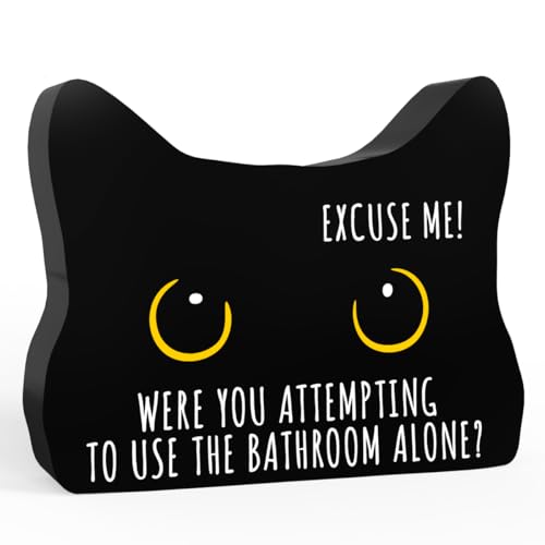 Black Cat Decor Cat Bathroom Decor Were you Attempting to Use the Bathroom lone Funny Acrylic Decors Sign for Home Bathrooms Cats Lover Gifts For Women Men Christmas (CatExuseMe)
