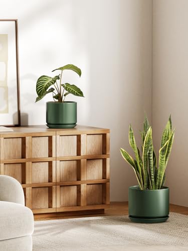 Ceramic Plant Pots (Forest Green / 8"+10")