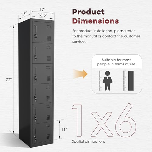 Employees Lockers (Black / 6 Doors)