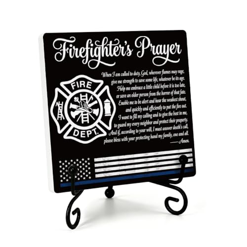 Firefighters Gift for Men Home Office Book Shelf Table Decor 6.3x6.3 In 01 (Multicolor 1721 / Wooden sign with iron frame（6.3 x 6.3 inches）)