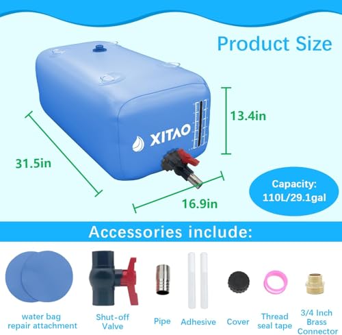 29Gal 110L Water Bladder Tank w (29 Gal / Light Blue)