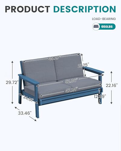 HDPE Outdoor Loveseat (Blue/Grey)