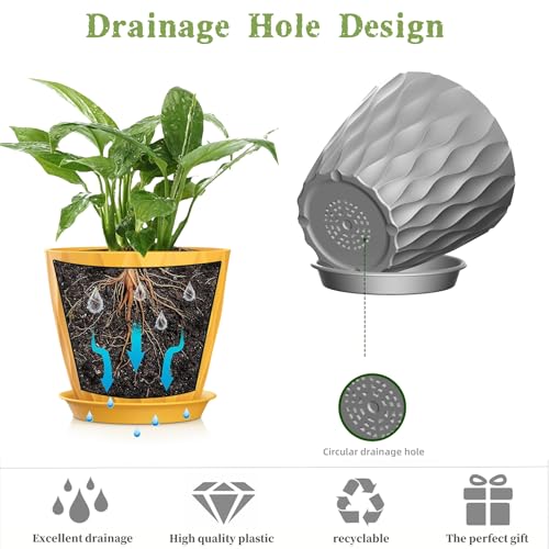 5 Inch Planter Pots (Orange+grey+white / 5inch)