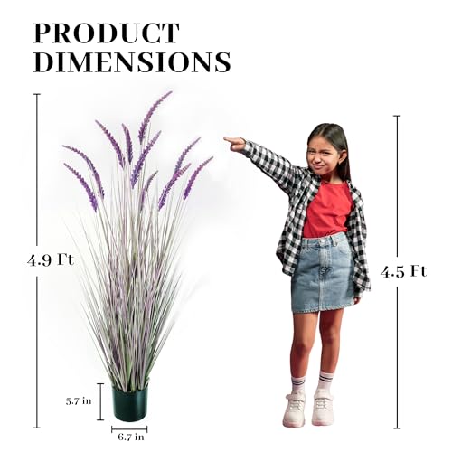 5ft 2 Pack Artificial Faux Veronica Horsetail Grass (Pure Purple)