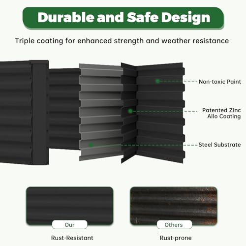 8x4x2ft Outdoor Metal Raised Garden Bed (Black / 8x4x2 FT-1PC)