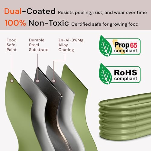 2 Pcs 6x4x1.5ft Galvanized Raised Garden Bed (Beige / 6x4x1.5ft)