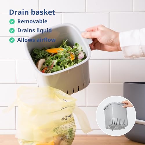 Kitchen Compost Bin (0.69 gal / 2.6 L (Single Handle) / White)