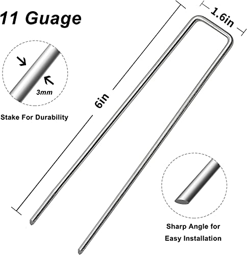 6 inch 300 Pack Landscape Staples Galvanized Garden Stakes (6 INCH)