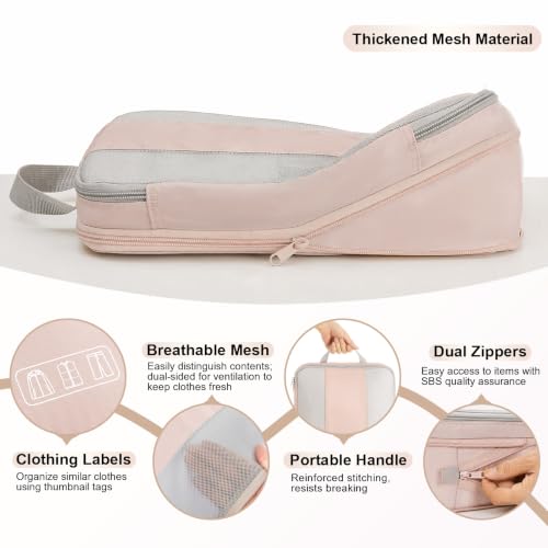 6 Set Compression Packing Cubes for Travel Essentials (Beige)