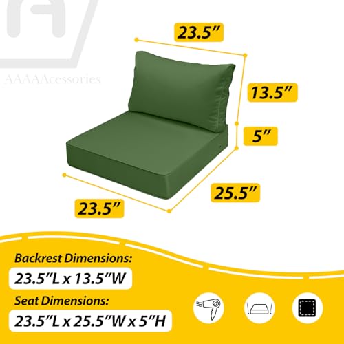 Outdoor Chair Cushions (Dark Moss Green / 23.5"x25.5"x5" / 23.5"x13.5")