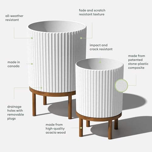 Demi Series Raised Duo Planters (White/Brown / Bundle)