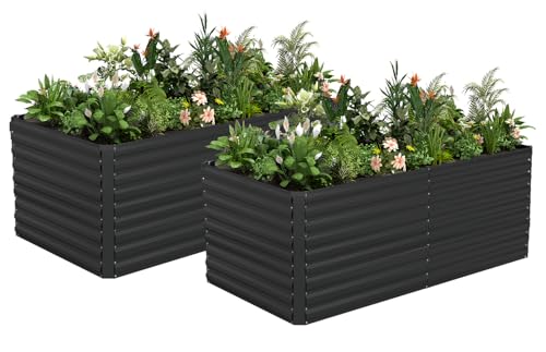 6x3x3ft Outdoor Metal Raised Garden Bed (Black / 6x3x3 FT-2PC)