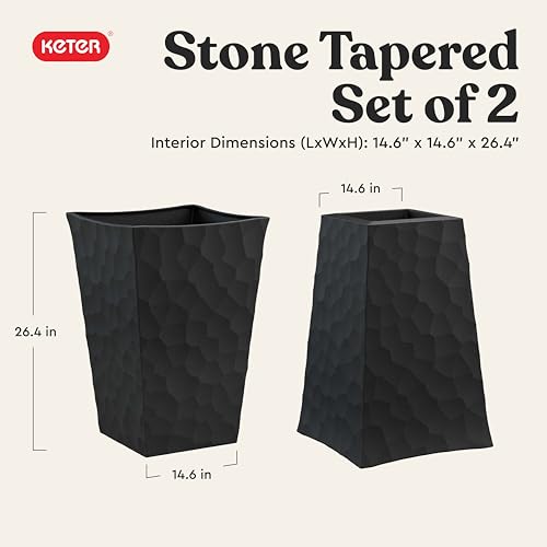 Stone Tapered Planter Set of 2 (Stone-Look / Graphite)