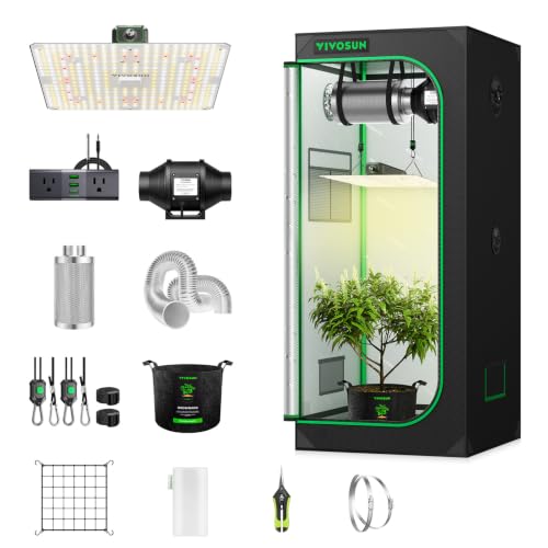 2.3x2.3ft Grow Tent Kit with 150W LED Grow Light A22 Smart Plug (28"x28"x63")