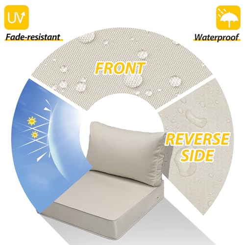 Outdoor Chair Cushions (Khaki Beige / 25.5"x25.5"x5" / 25.5"x13.5")