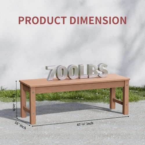47" Backless HDPE Outdoor Bench for 2 (Teak / 2 pack)