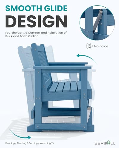 HDPE Outdoor Glider Bench Set of 2 (Navy Blue / 2 Pack)