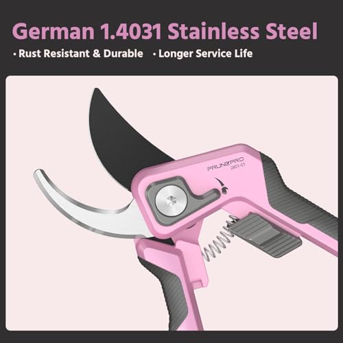 Pruning Shears for Gardening Professional Bypass Hand Pruner Up to 1 Inch Cut Capacity Sharp Stainless Steel Blade Garden Scissors Plant Flower Garden Clipper Pink 2 Pack (Pink)