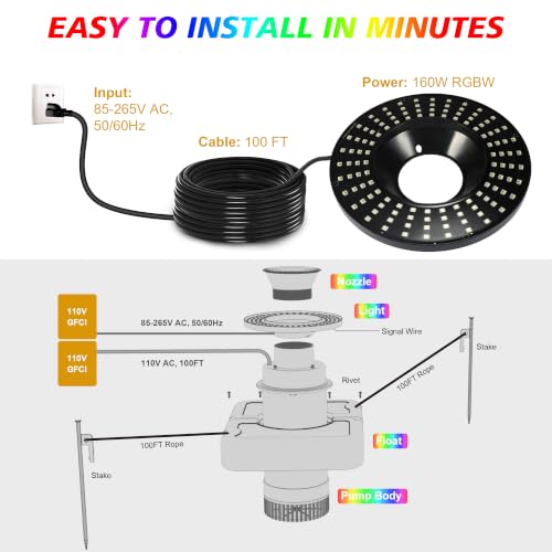 Pond Fountain Aerator With Lights (Blue C)