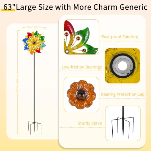 Wind Spinner Colorful Metal Wind Sculptures & Spinners (Colorful-13*63)