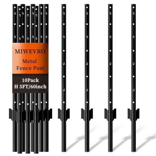 Metal Fence Posts Heavy Duty No (5FT-10P / Black)