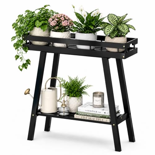 Bamboo Plant Stand Indoor (Bamboo Black)