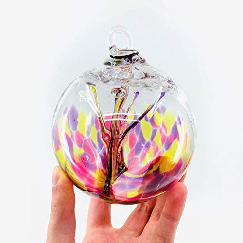 Luke Adams Handmade Glass Gazing Balls for Garden (Large / Pink Violet Lime)