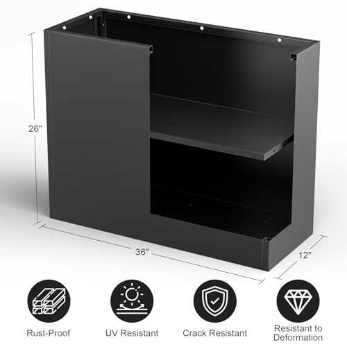 Metal Planter Box for Outdoor Plants 36" L x 12" W x 26" H (Black / 36"L x 12"W x 26"H)