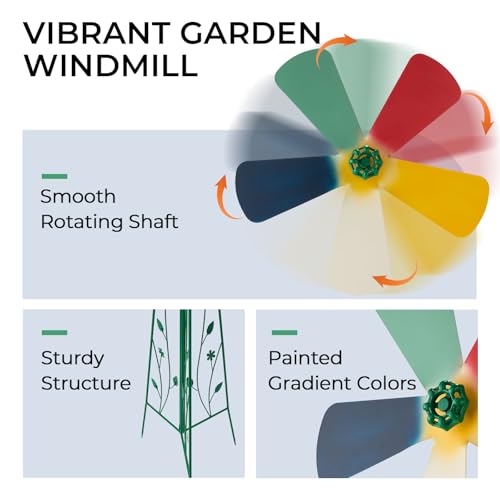 8FT Ornamental Windmill for Yard (6.2ft-green)
