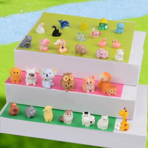 150 Pcs Mini Resin Animals Miniature Animal Figurines Small Tiny Animal Figures Bulk for Fairy Garden Décor Micro Landscape Ornaments Dollhouse Craft Accessories