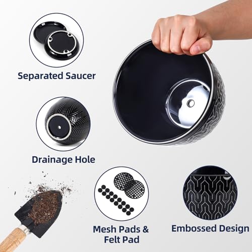 Sureasy 6.5 Inch Ceramic Plant Pots (Black / 6.5 inch)