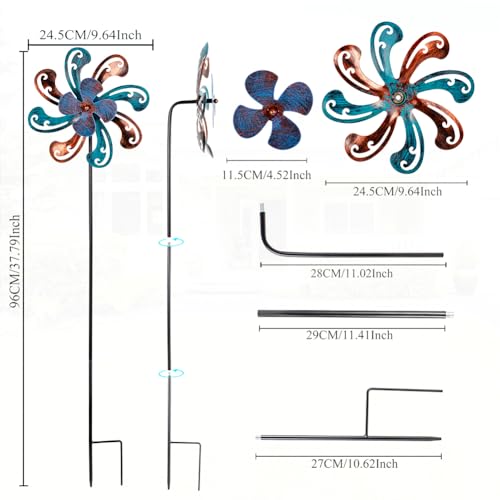 2 Packs 10" Outdoor Metal Wind Spinner (2-Brown)